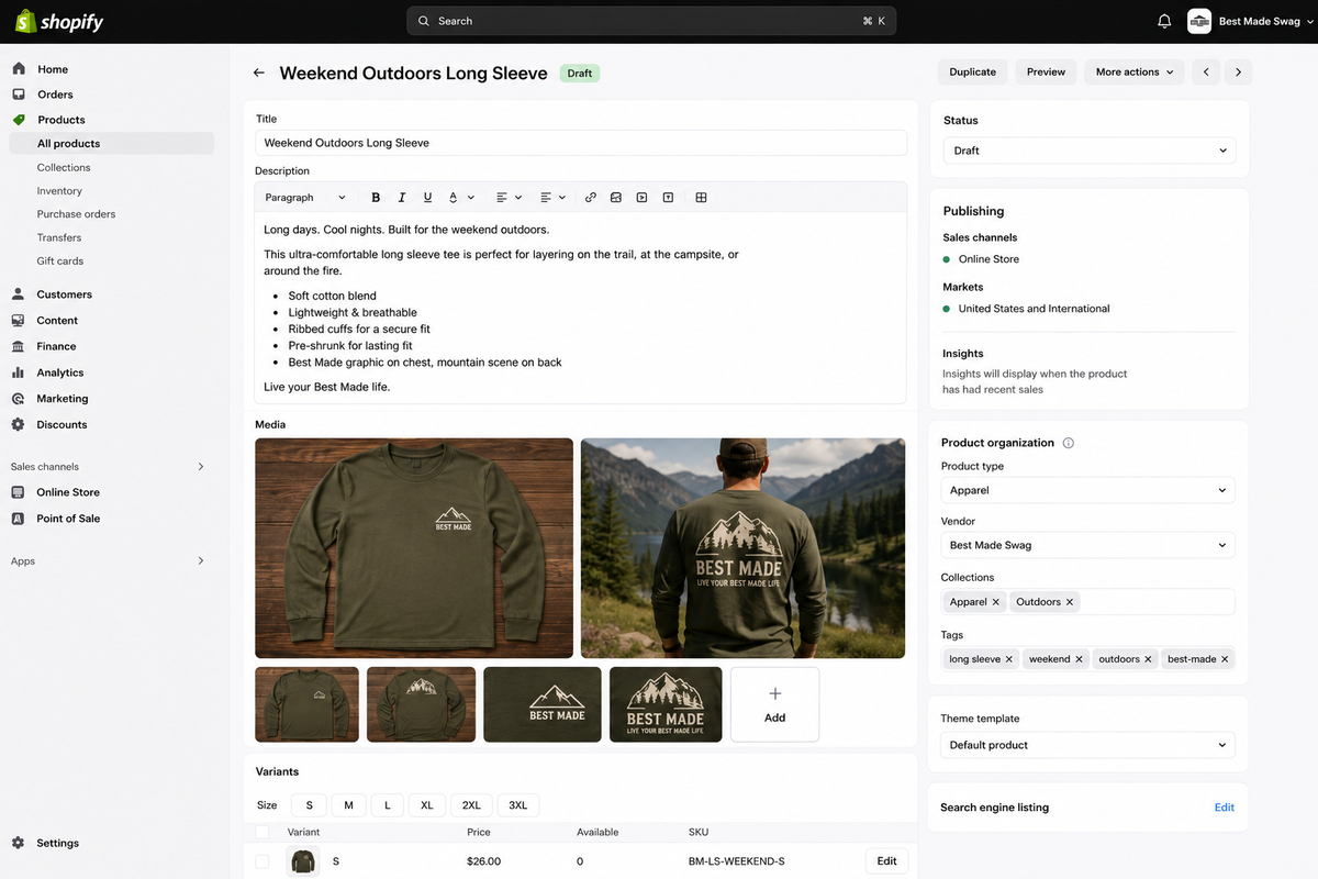Best Made Outdoors collection featuring the Weekend Outdoors Long Sleeve
